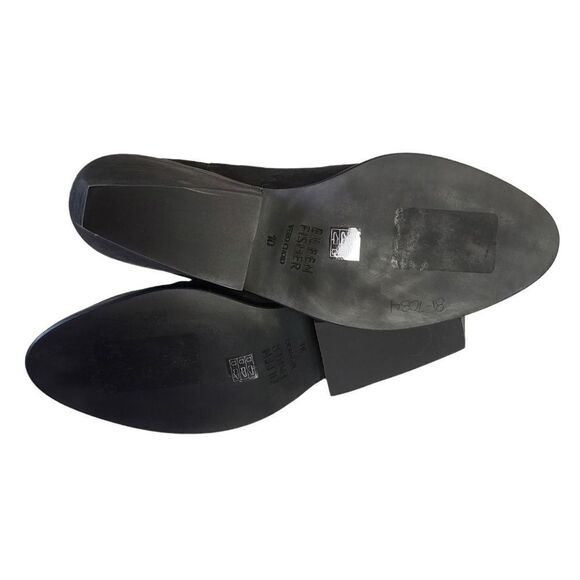 Eileen Fisher Tote Bootie Black Suede Lace Up Side Size 10 - Picture 10 of 13